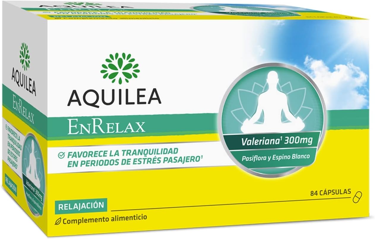 Caja de cápsulas de valeriana y pasiflora para favorecer la relajación