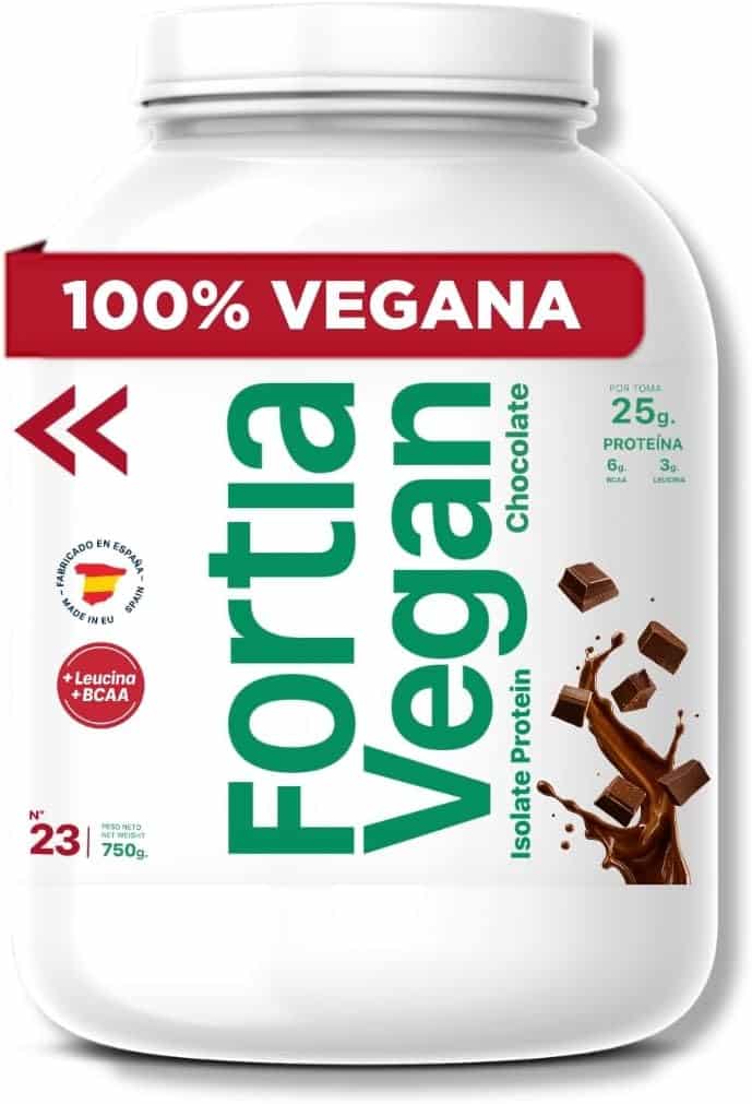 Envase de Fortia Vegan Protein sabor chocolate