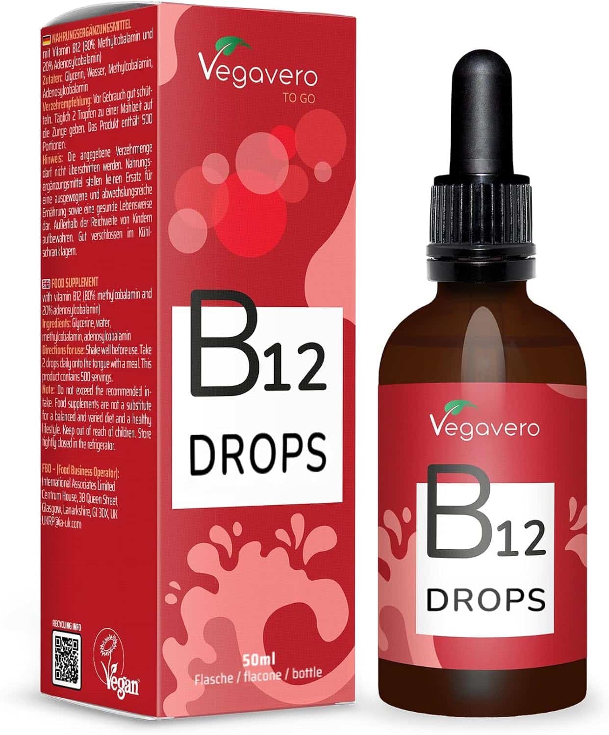Frasco cuentagotas de Vegavero Vitamina B12 líquida