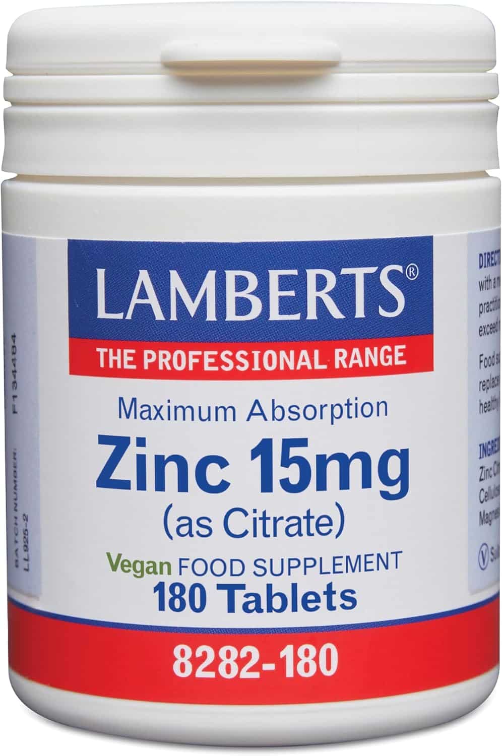 Bote de Lamberts Zinc 15 mg en una mesa