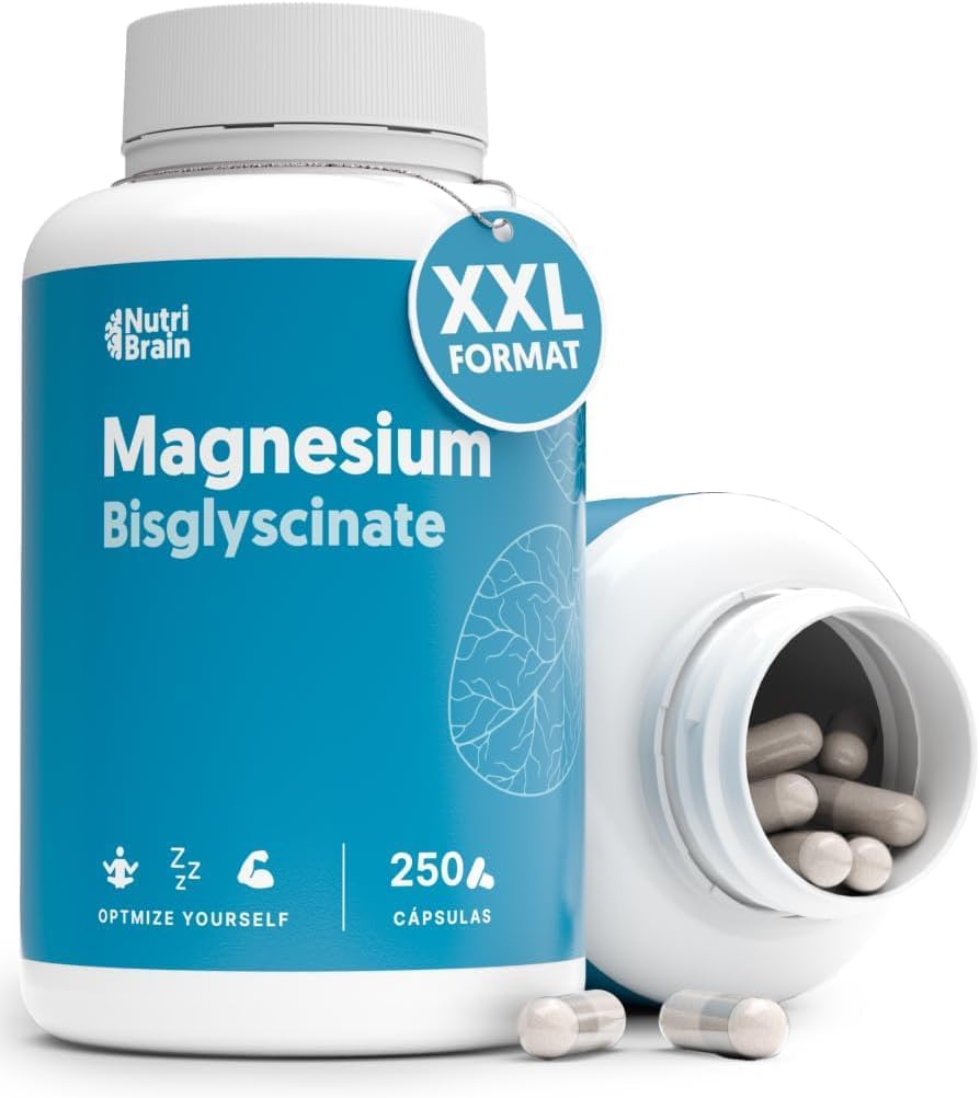 Envase de magnesio bisglicinato alta potencia para equilibrio emocional y sueño