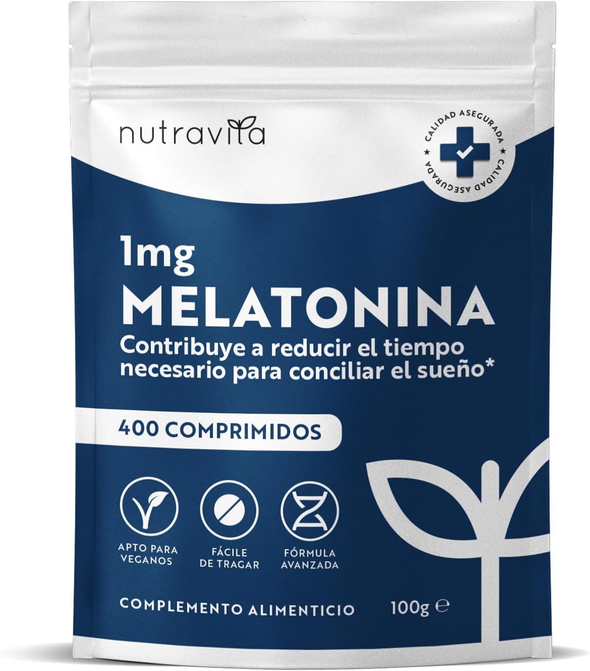 Bote de melatonina 1 mg Nutravita en formato comprimidos