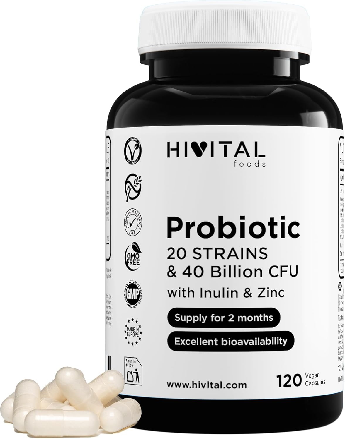 Probiótico con inulina y zinc para flora intestinal y defensas
