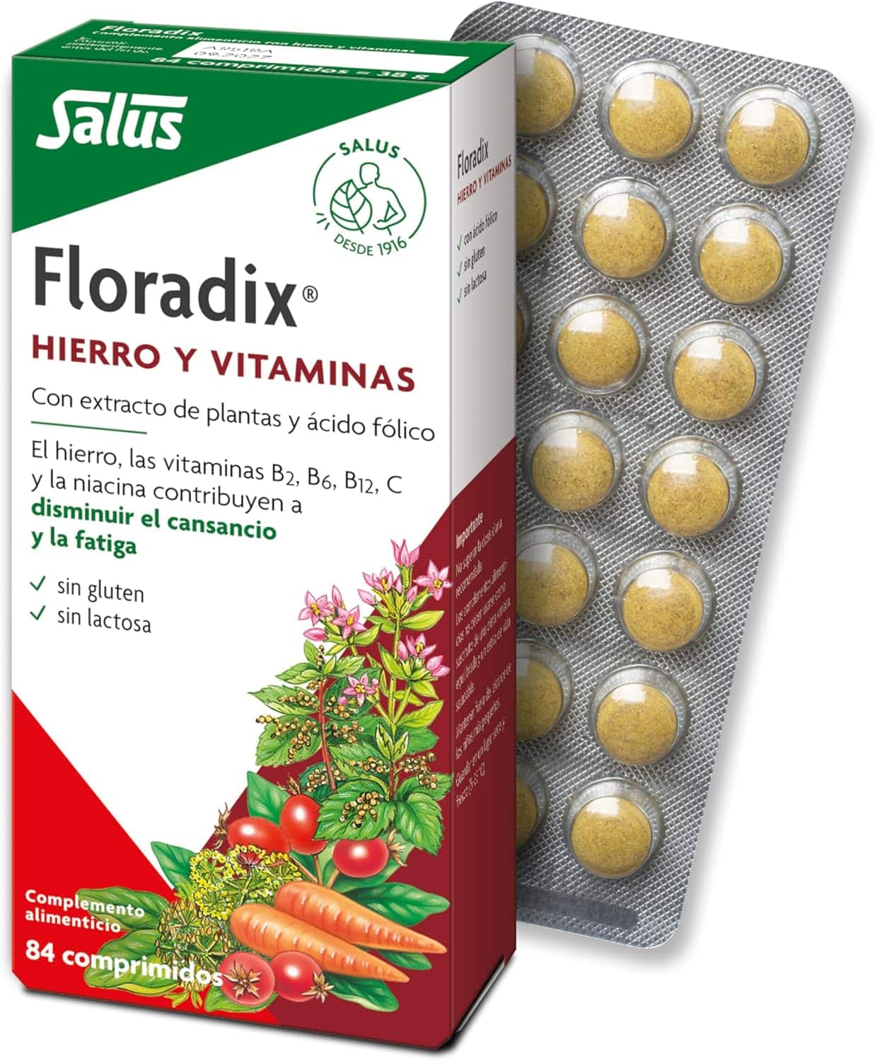 Caja de Floradix suplemento de hierro en comprimidos