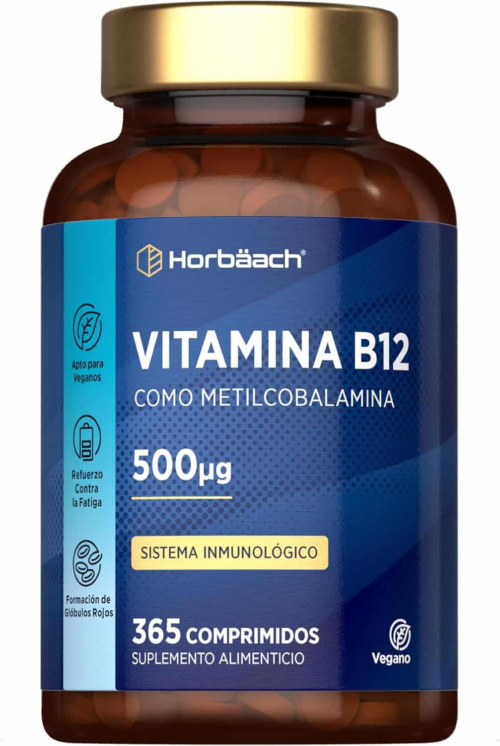 Bote de Horbaach Vitamina B12 Metilcobalamina vegana 500 mcg