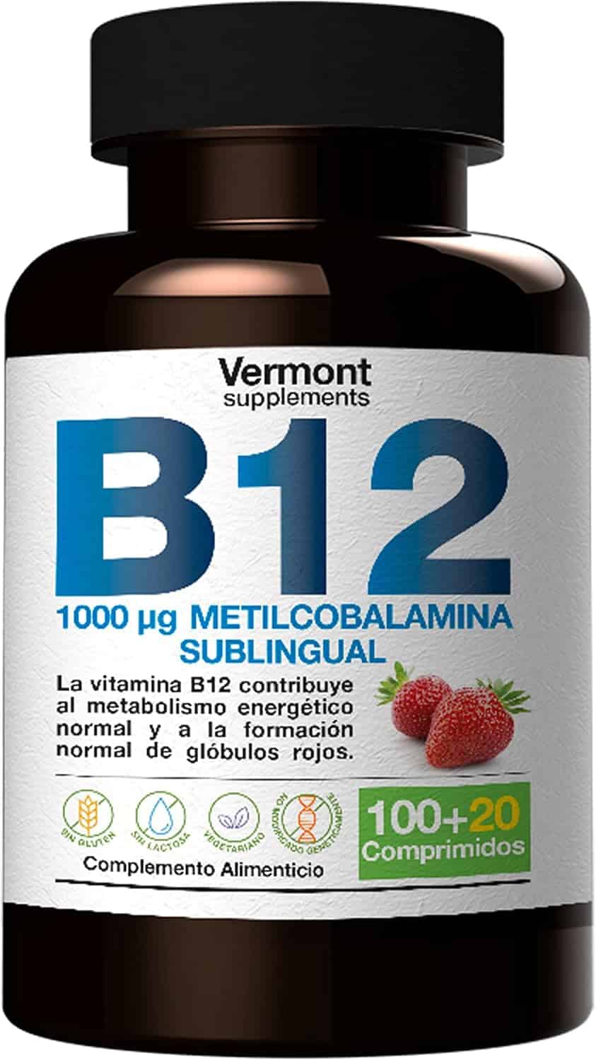 Bote de vitamina B12 sublingual 1000 mcg en comprimidos