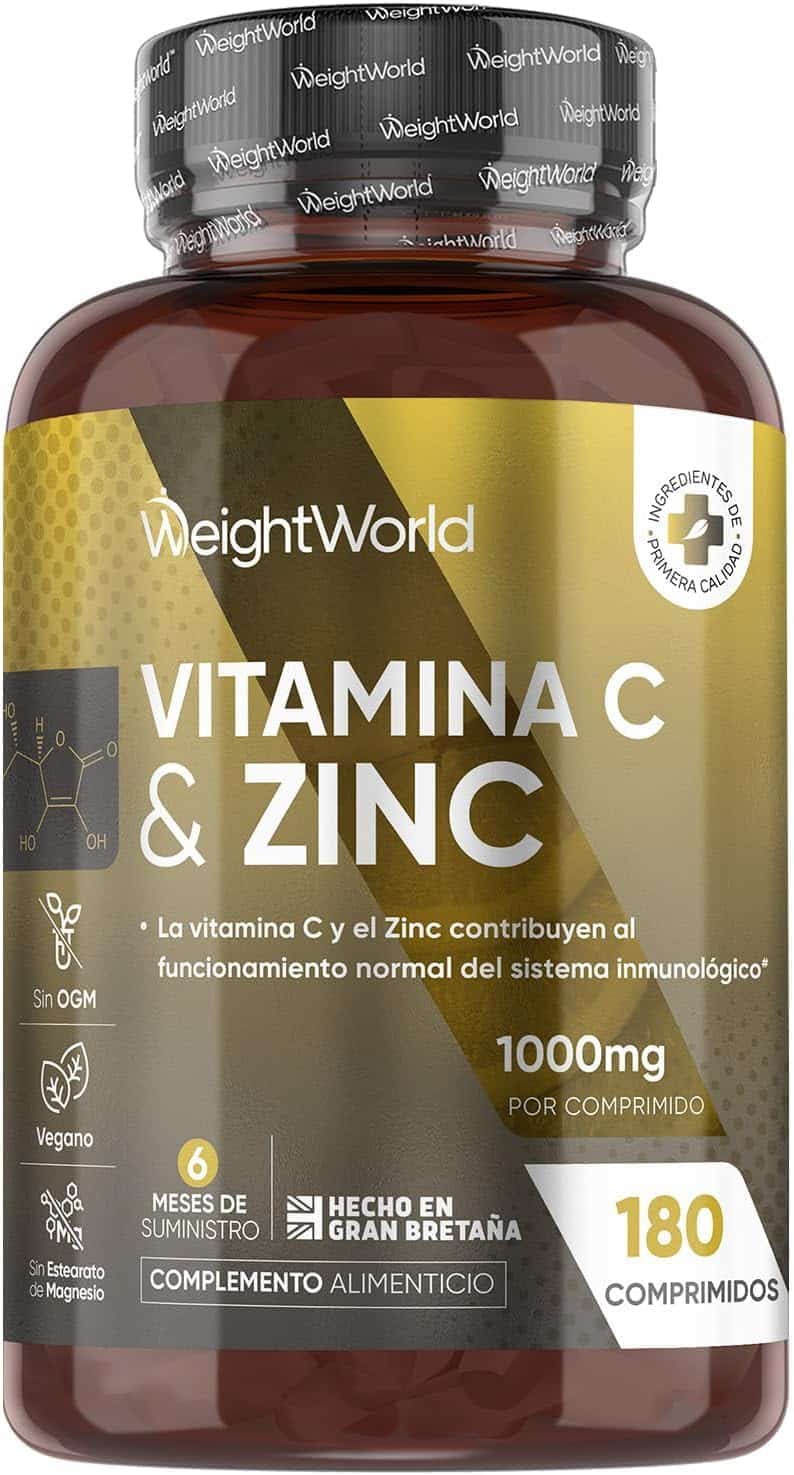 Bote grande de vitamina C con zinc de WeightWorld