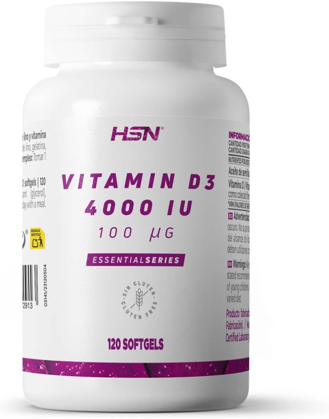 Perlas de Vitamina D3 4000 UI de HSN