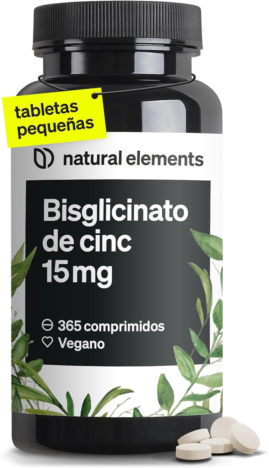 Bote de comprimidos de zinc bisglicinato 15 mg en formato anual